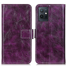 Funda de Cuero Cartera con Soporte Carcasa K04Z para Vivo T1 5G India Morado