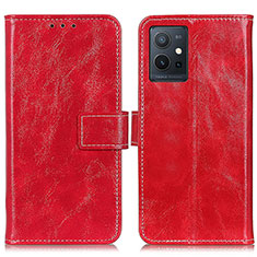 Funda de Cuero Cartera con Soporte Carcasa K04Z para Vivo T1 5G India Rojo