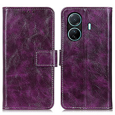 Funda de Cuero Cartera con Soporte Carcasa K04Z para Vivo T1 5G Morado