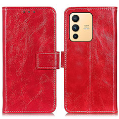 Funda de Cuero Cartera con Soporte Carcasa K04Z para Vivo V23 5G Rojo