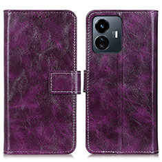 Funda de Cuero Cartera con Soporte Carcasa K04Z para Vivo Y77e t1 Morado