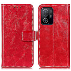 Funda de Cuero Cartera con Soporte Carcasa K04Z para Xiaomi Mi 11T 5G Rojo