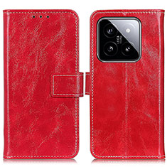 Funda de Cuero Cartera con Soporte Carcasa K04Z para Xiaomi Mi 14 Pro 5G Rojo