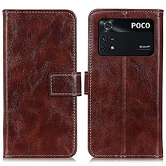 Funda de Cuero Cartera con Soporte Carcasa K04Z para Xiaomi Poco M4 Pro 4G Marron