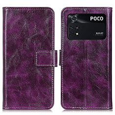 Funda de Cuero Cartera con Soporte Carcasa K04Z para Xiaomi Poco M4 Pro 4G Morado