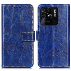 Funda de Cuero Cartera con Soporte Carcasa K04Z para Xiaomi Redmi 10 India Azul