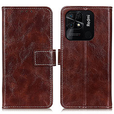 Funda de Cuero Cartera con Soporte Carcasa K04Z para Xiaomi Redmi 10 Power Marron