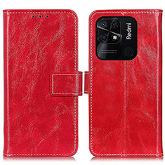 Funda de Cuero Cartera con Soporte Carcasa K04Z para Xiaomi Redmi 10 Power Rojo