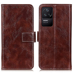 Funda de Cuero Cartera con Soporte Carcasa K04Z para Xiaomi Redmi K40S 5G Marron