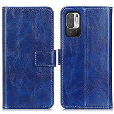 Funda de Cuero Cartera con Soporte Carcasa K04Z para Xiaomi Redmi Note 10 5G Azul