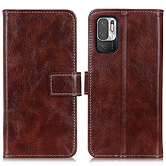 Funda de Cuero Cartera con Soporte Carcasa K04Z para Xiaomi Redmi Note 10 5G Marron