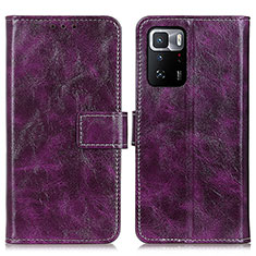 Funda de Cuero Cartera con Soporte Carcasa K04Z para Xiaomi Redmi Note 10 Pro 5G Morado