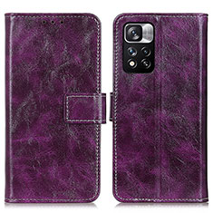 Funda de Cuero Cartera con Soporte Carcasa K04Z para Xiaomi Redmi Note 11 Pro+ Plus 5G Morado