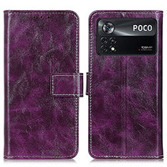 Funda de Cuero Cartera con Soporte Carcasa K04Z para Xiaomi Redmi Note 11E Pro 5G Morado