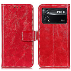 Funda de Cuero Cartera con Soporte Carcasa K04Z para Xiaomi Redmi Note 11E Pro 5G Rojo