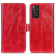 Funda de Cuero Cartera con Soporte Carcasa K04Z para Xiaomi Redmi Note 11S 4G Rojo