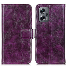 Funda de Cuero Cartera con Soporte Carcasa K04Z para Xiaomi Redmi Note 11T Pro 5G Morado