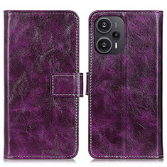 Funda de Cuero Cartera con Soporte Carcasa K04Z para Xiaomi Redmi Note 12 Turbo 5G Morado