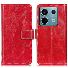 Funda de Cuero Cartera con Soporte Carcasa K04Z para Xiaomi Redmi Note 13 Pro 5G Rojo