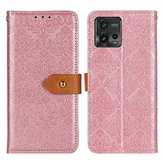 Funda de Cuero Cartera con Soporte Carcasa K05Z para Motorola Moto G72 Rosa