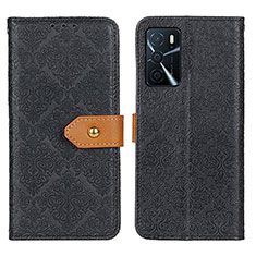 Funda de Cuero Cartera con Soporte Carcasa K05Z para Oppo A16 Negro