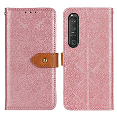 Funda de Cuero Cartera con Soporte Carcasa K05Z para Sony Xperia 1 III Rosa