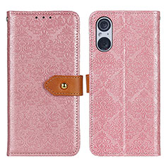 Funda de Cuero Cartera con Soporte Carcasa K05Z para Sony Xperia 5 V Rosa