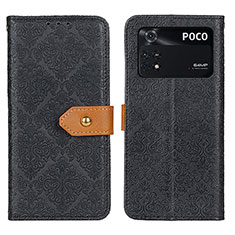 Funda de Cuero Cartera con Soporte Carcasa K05Z para Xiaomi Poco M4 Pro 4G Negro