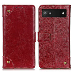 Funda de Cuero Cartera con Soporte Carcasa K06Z para Google Pixel 6a 5G Rojo