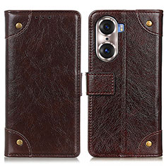 Funda de Cuero Cartera con Soporte Carcasa K06Z para Huawei Honor 60 5G Marron