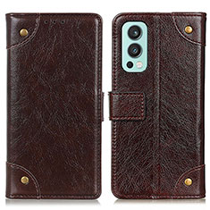 Funda de Cuero Cartera con Soporte Carcasa K06Z para OnePlus Nord 2 5G Marron