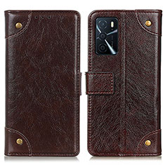 Funda de Cuero Cartera con Soporte Carcasa K06Z para Oppo A16s Marron