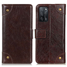 Funda de Cuero Cartera con Soporte Carcasa K06Z para Oppo A53s 5G Marron