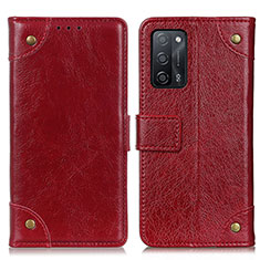 Funda de Cuero Cartera con Soporte Carcasa K06Z para Oppo A53s 5G Rojo