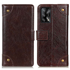 Funda de Cuero Cartera con Soporte Carcasa K06Z para Oppo A74 4G Marron