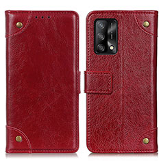 Funda de Cuero Cartera con Soporte Carcasa K06Z para Oppo A95 4G Rojo