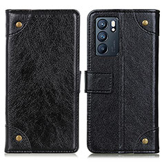 Funda de Cuero Cartera con Soporte Carcasa K06Z para Oppo Reno6 5G Negro