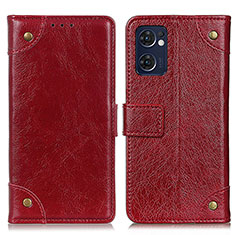 Funda de Cuero Cartera con Soporte Carcasa K06Z para Oppo Reno7 5G Rojo