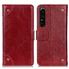 Funda de Cuero Cartera con Soporte Carcasa K06Z para Sony Xperia 1 IV Rojo