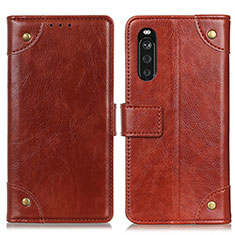 Funda de Cuero Cartera con Soporte Carcasa K06Z para Sony Xperia 10 III Lite Marron Claro