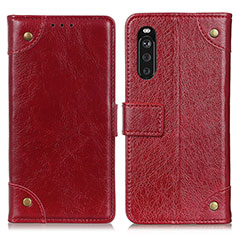 Funda de Cuero Cartera con Soporte Carcasa K06Z para Sony Xperia 10 III Lite Rojo