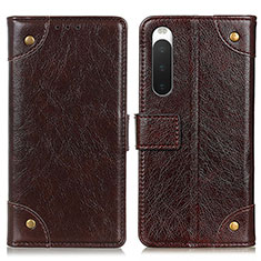 Funda de Cuero Cartera con Soporte Carcasa K06Z para Sony Xperia 10 IV Marron