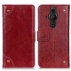 Funda de Cuero Cartera con Soporte Carcasa K06Z para Sony Xperia PRO-I Rojo