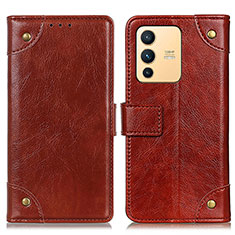 Funda de Cuero Cartera con Soporte Carcasa K06Z para Vivo V23 5G Marron Claro