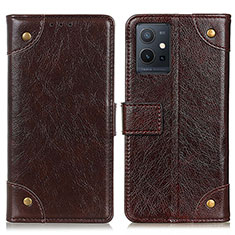 Funda de Cuero Cartera con Soporte Carcasa K06Z para Vivo Y33e 5G Marron