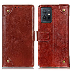 Funda de Cuero Cartera con Soporte Carcasa K06Z para Vivo Y52t 5G Marron Claro