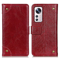 Funda de Cuero Cartera con Soporte Carcasa K06Z para Xiaomi Mi 12S 5G Rojo