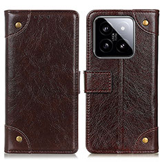 Funda de Cuero Cartera con Soporte Carcasa K06Z para Xiaomi Mi 14 5G Marron