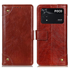 Funda de Cuero Cartera con Soporte Carcasa K06Z para Xiaomi Poco M4 Pro 4G Marron Claro