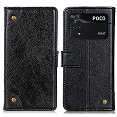 Funda de Cuero Cartera con Soporte Carcasa K06Z para Xiaomi Poco M4 Pro 4G Negro